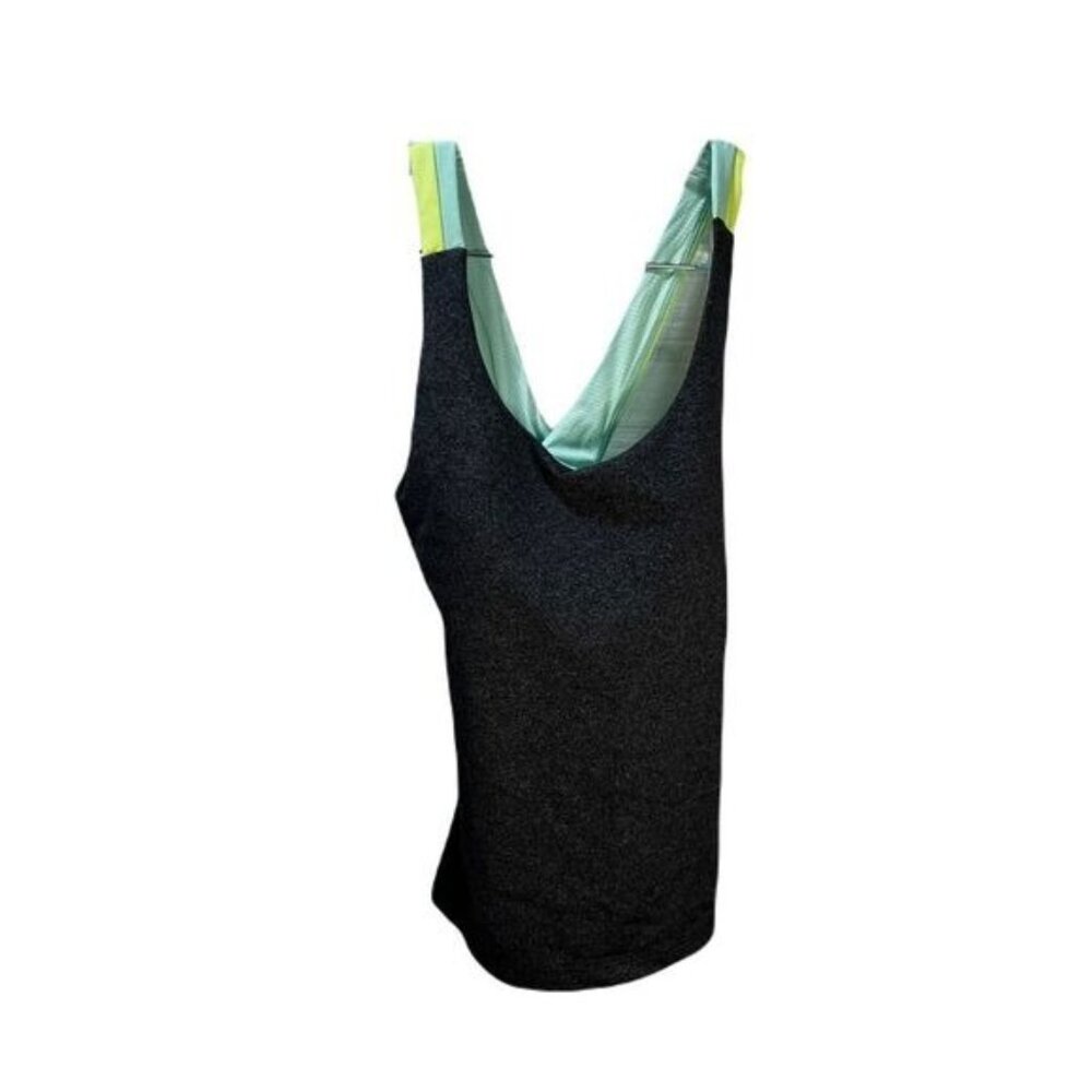 Black Neon Contrast Strap Gym Tank‎ Top with Built in Bra XS
